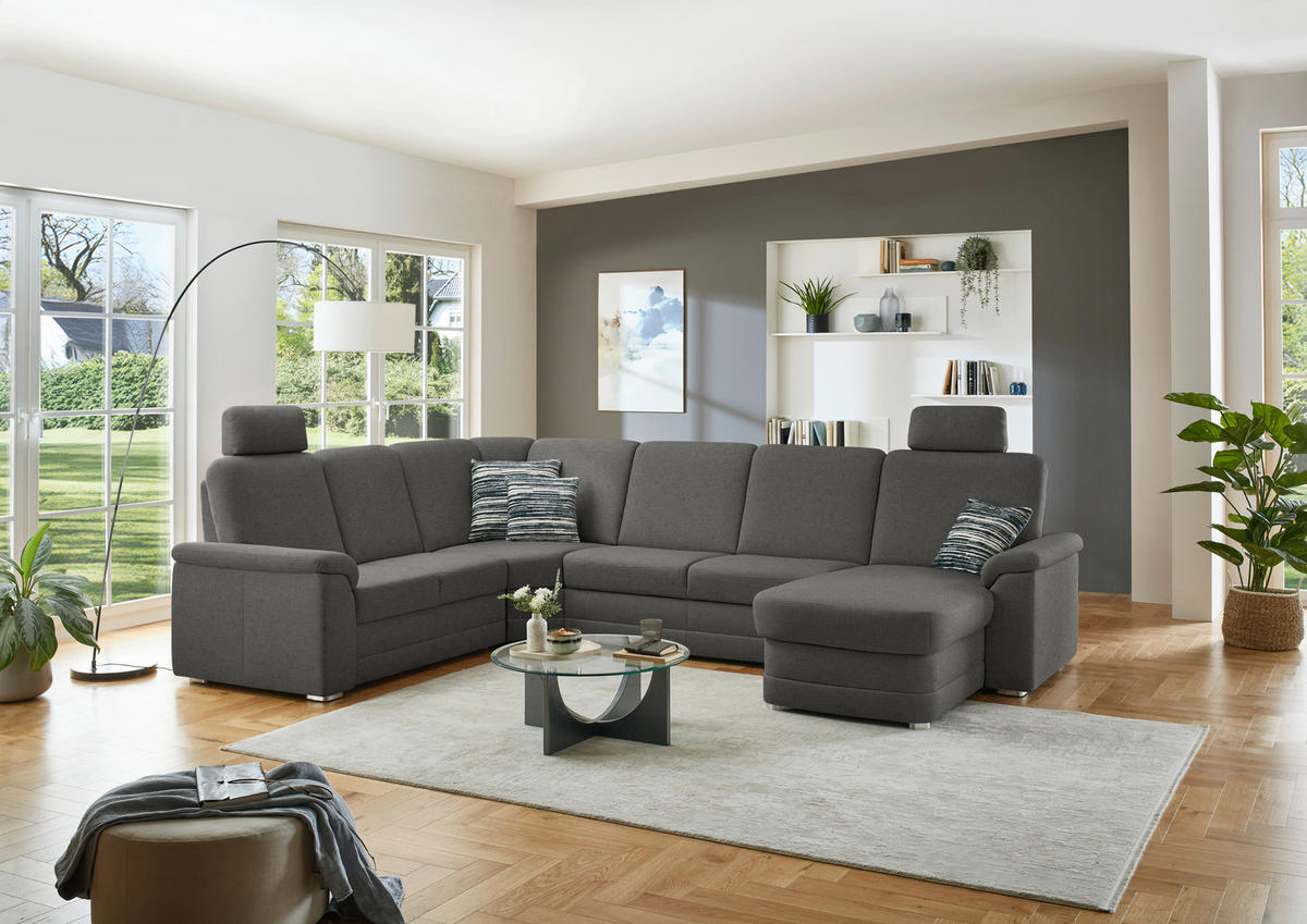 WOHNLANDSCHAFT  in Chenille Grau  - Alufarben/Grau, KONVENTIONELL, Holz/Textil (235/329/160cm) - Beldomo Comfort