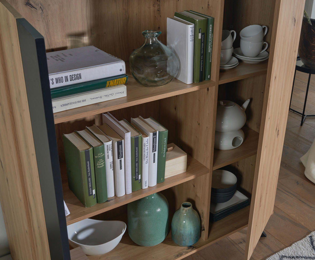 HIGHBOARD  in 110/125/40 cm  - Schwarz/Braun, Design, Holzwerkstoff/Metall (110/125/40cm) - P & B