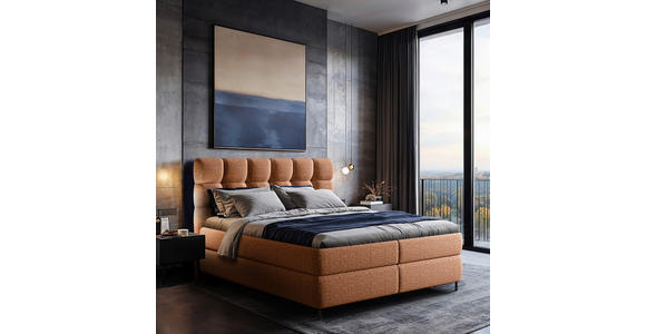 BOXSPRINGBETT 140/200 cm  in Rostfarben  - Rostfarben/Schwarz, Trend, Textil/Metall (140/200cm) - Esposa