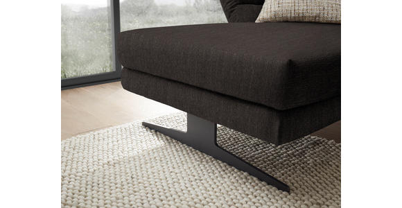 ECKSOFA Dunkelbraun Flachgewebe  - Dunkelbraun/Schwarz, Design, Textil/Metall (176-217/279-327cm) - Dieter Knoll