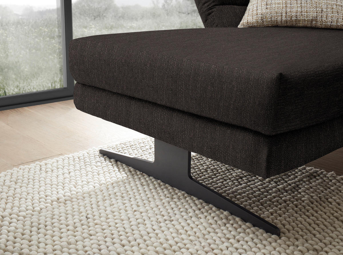 ECKSOFA  in Flachgewebe Dunkelbraun  176-217/279-327 cm  - Dunkelbraun/Schwarz, Design, Textil/Metall (176-217/279-327cm) - Dieter Knoll