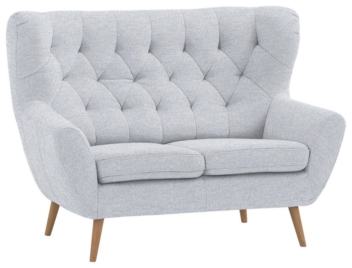 2-SITZER-SOFA in Flachgewebe Hellgrau  - Eichefarben/Beige, Design, Holz/Holzwerkstoff (138/104/92cm) - Stylife