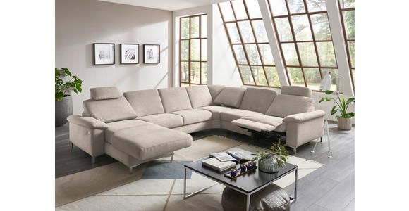 WOHNLANDSCHAFT in Chenille Hellbraun - Hellbraun/Alufarben, Design, Textil/Metall (170/333/265cm) - Dieter Knoll