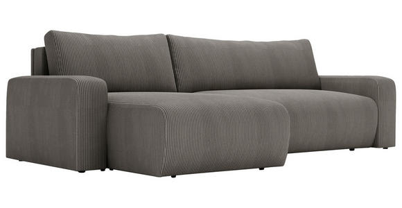 ECKSOFA in Cord Dunkelgrau  - Dunkelgrau/Schwarz, MODERN, Kunststoff/Textil (150/245cm) - Carryhome