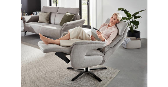 RELAXSESSEL Lederlook Relaxfunktion - Hellgrau/Schwarz, KONVENTIONELL, Textil/Metall (70/117/85cm) - Dieter Knoll
