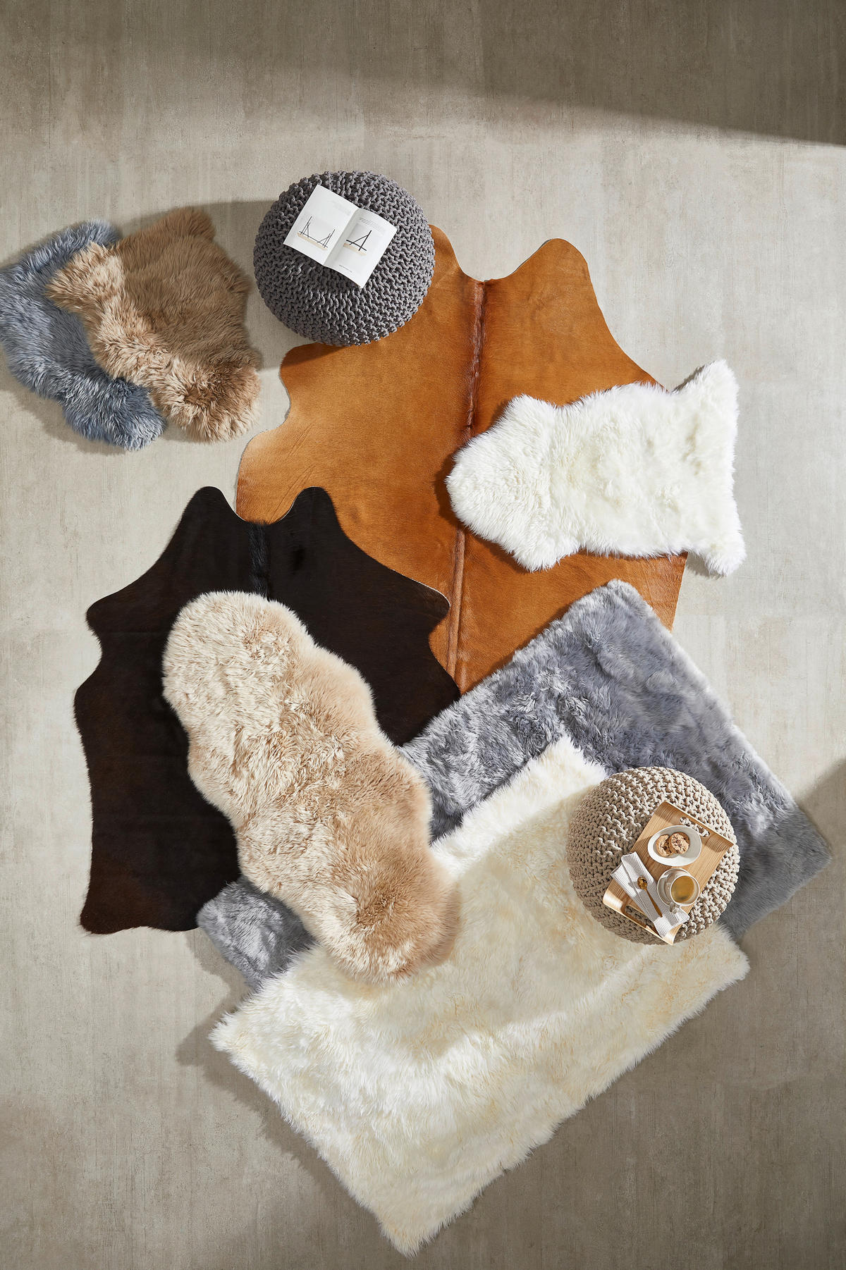 RINDERFELL Brasil  - Beige/Schwarz, Trend, Leder/Fell (2-3qm) - Linea Natura