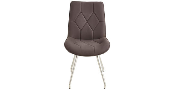 STUHL Webstoff Edelstahlfarben, Dunkelbraun - Edelstahlfarben/Dunkelbraun, Design, Textil/Metall (51/89/66cm) - Novel