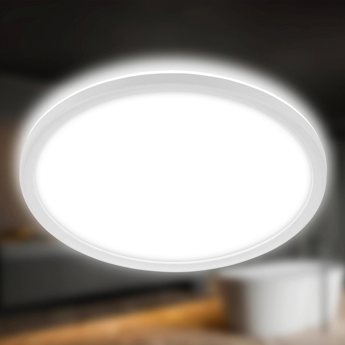FÜRDŐSZ. LED MENNYEZETI LÁMPA - fehér, Basics, műanyag (42/2,5cm)