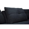 ECKSOFA Dunkelblau Chenille Armlehnenkissen, Rücken echt, Sitztiefenverstellung  - Schwarz/Dunkelblau, KONVENTIONELL, Textil/Metall (313/215cm) - Hom`in