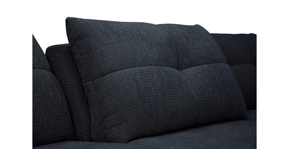 ECKSOFA Dunkelblau Chenille Armlehnenkissen, Rücken echt, Sitztiefenverstellung  - Schwarz/Dunkelblau, KONVENTIONELL, Textil/Metall (313/215cm) - Hom`in