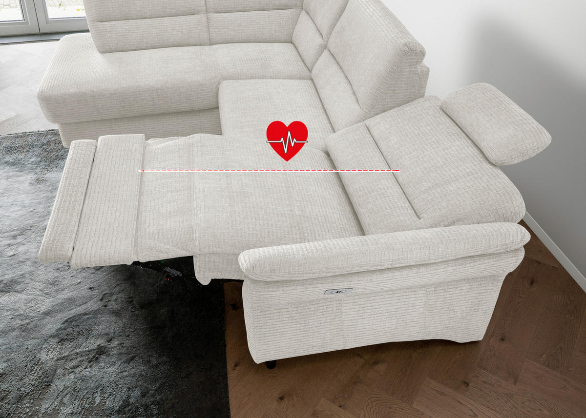 ECKSOFA in Mikrofaser Creme  190/266 cm  - Creme/Schwarz, MODERN, Holz/Textil (190/266cm) - Livetastic