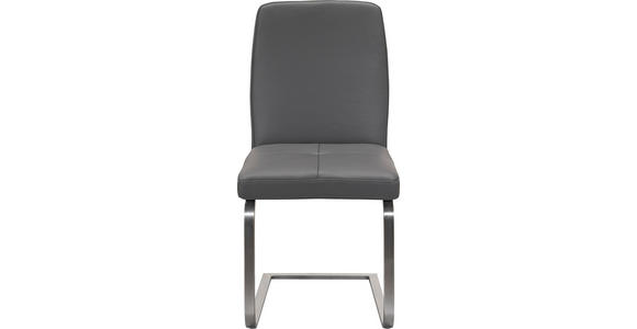 SCHWINGSTUHL in Metall, Leder Grau, Edelstahlfarben - Edelstahlfarben/Grau, Design, Leder/Metall (47/96/60cm) - Dieter Knoll