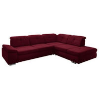 ECKSOFA  in Mikrofaser Weinrot  312/260 cm  - Chromfarben/Weinrot, Design, Textil/Metall (312/260cm) - Beldomo Style