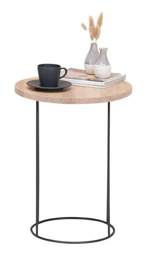 BEISTELLTISCH in Holz, Metall 40/40/50 cm  - Eichefarben/Schwarz, Natur, Holz/Metall (40/40/50cm) - Novel