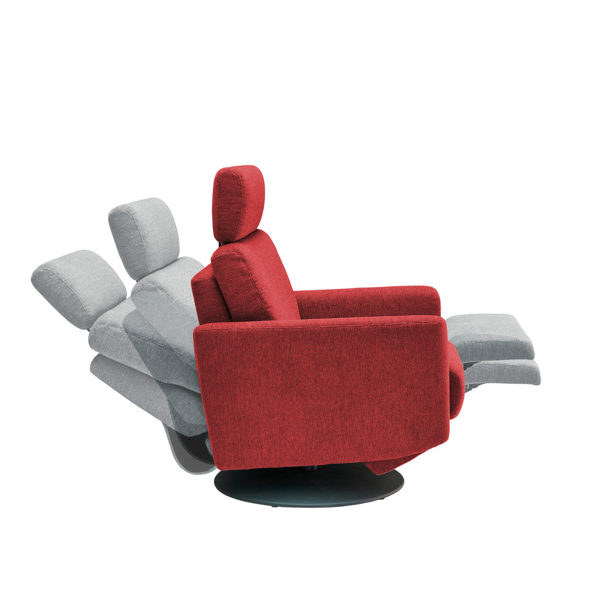 RELAXSESSEL in Textil Rot  - Rot/Schwarz, Modern, Textil/Metall (77/105/87-154cm) - Livetastic
