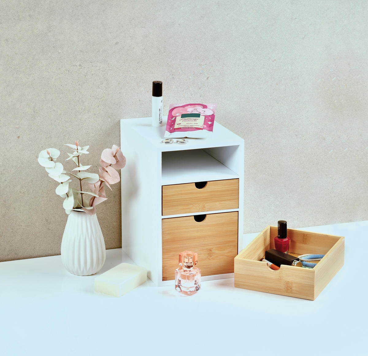 SCHUBLADENBOX    17,5/21,5/27,5 cm  - Hellbraun/Weiß, Basics, Holz/Holzwerkstoff (17,5/21,5/27,5cm) - Kesper
