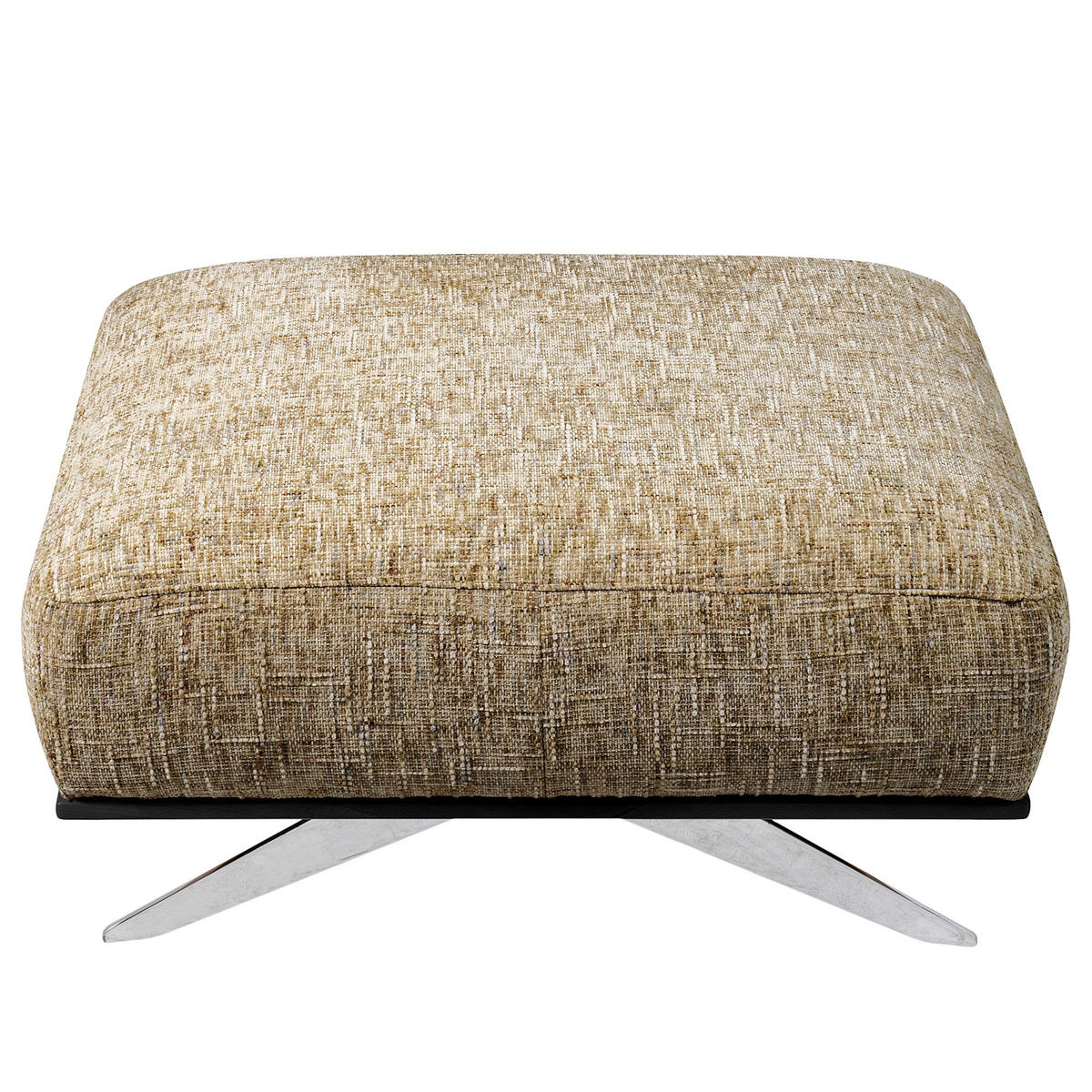 HOCKER PORTLAND Struktur Hellbraun  - Chromfarben/Hellbraun, Design, Holz/Textil (95/46/80cm) - Livetastic