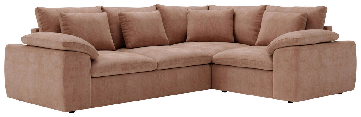 ECKSOFA Chenille Koralle  - Koralle/Schwarz, Design, Kunststoff/Textil (289/216cm) - Livetastic