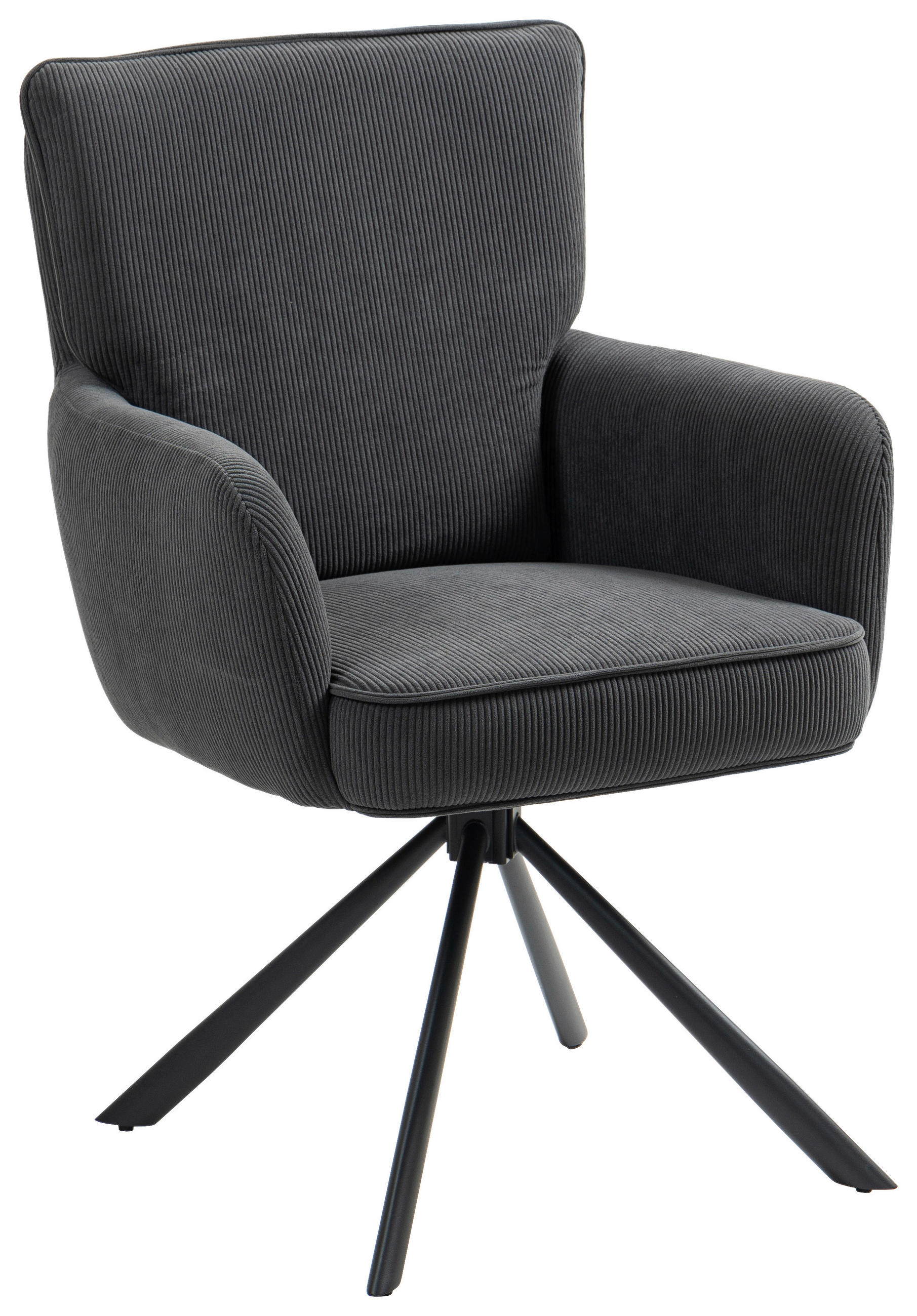 ARMLEHNSTUHL  in Cord  - Anthrazit/Schwarz, KONVENTIONELL, Textil/Metall (60/95/67cm) - MID.YOU