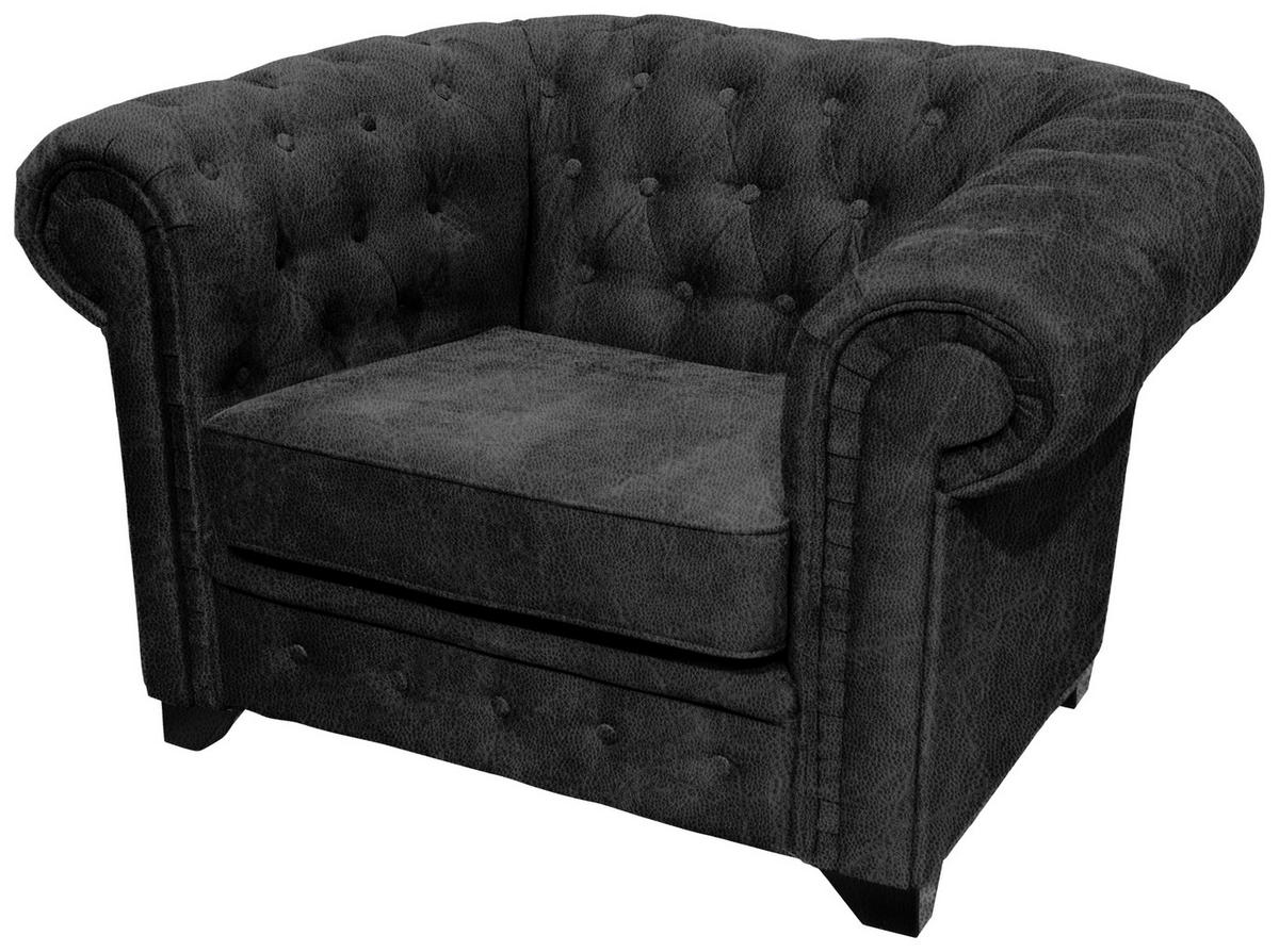 CHESTERFIELD-SESSEL - Anthrazit/Schwarz, KONVENTIONELL, Holz/Holzwerkstoff (91/72/92cm) - Livetastic