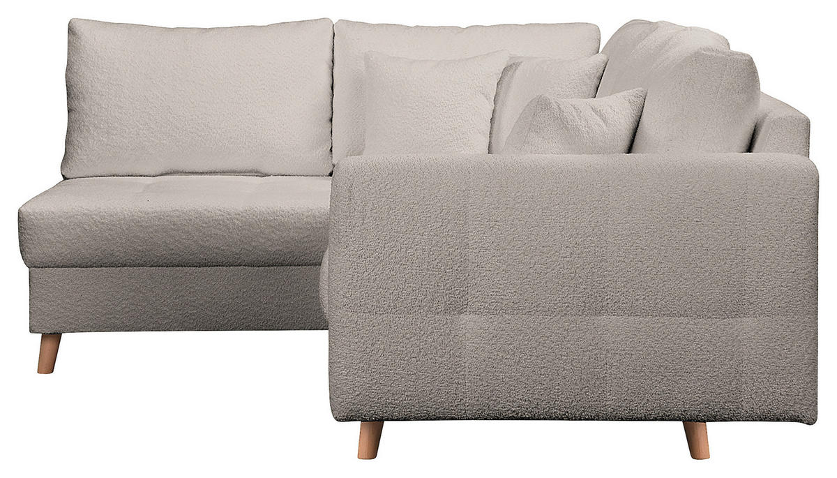 ECKSOFA  in Bouclé Grau  161/231 cm  - Naturfarben/Grau, Design, Holz/Textil (161/231cm) - Livetastic