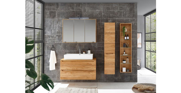 SPIEGELSCHRANK 100/70/20 cm  - Eichefarben/Schwarz, KONVENTIONELL, Glas/Holz (100/70/20cm) - Linea Natura