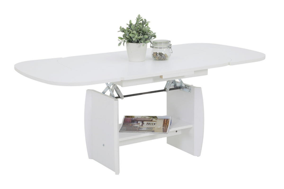 COUCHTISCH 68/90-142/52-62 cm oval Weiß  - Weiß, Design, Holzwerkstoff (68/90-142/52-62cm) - Livetastic