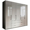 KLEIDERSCHRANK 250/216/58 cm 5-türig Grau, Hellgrau  - Schieferfarben/Hellgrau, KONVENTIONELL, Glas/Holzwerkstoff (250/216/58cm) - Novel