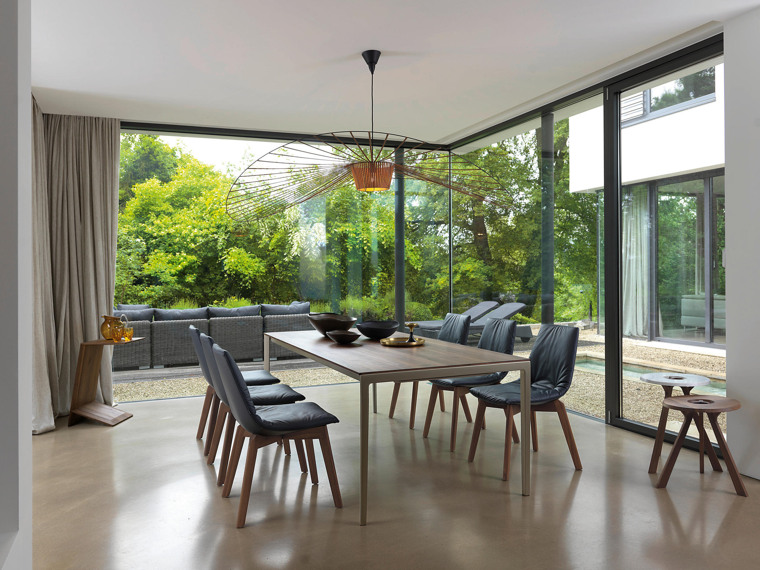 ESSTISCH in Holz, Metall 250(300)/100/75 cm  - Nussbaumfarben/Bronzefarben, Design, Holz/Metall (250(300)/100/75cm) - Team 7