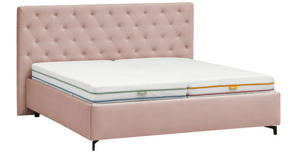 POLSTERBETT gepolstertes Kopfteil, Lattenroste Hellrosa 200/200 cm  - Hellrosa/Birkefarben, KONVENTIONELL, Holz/Textil (200/200cm) - Novel