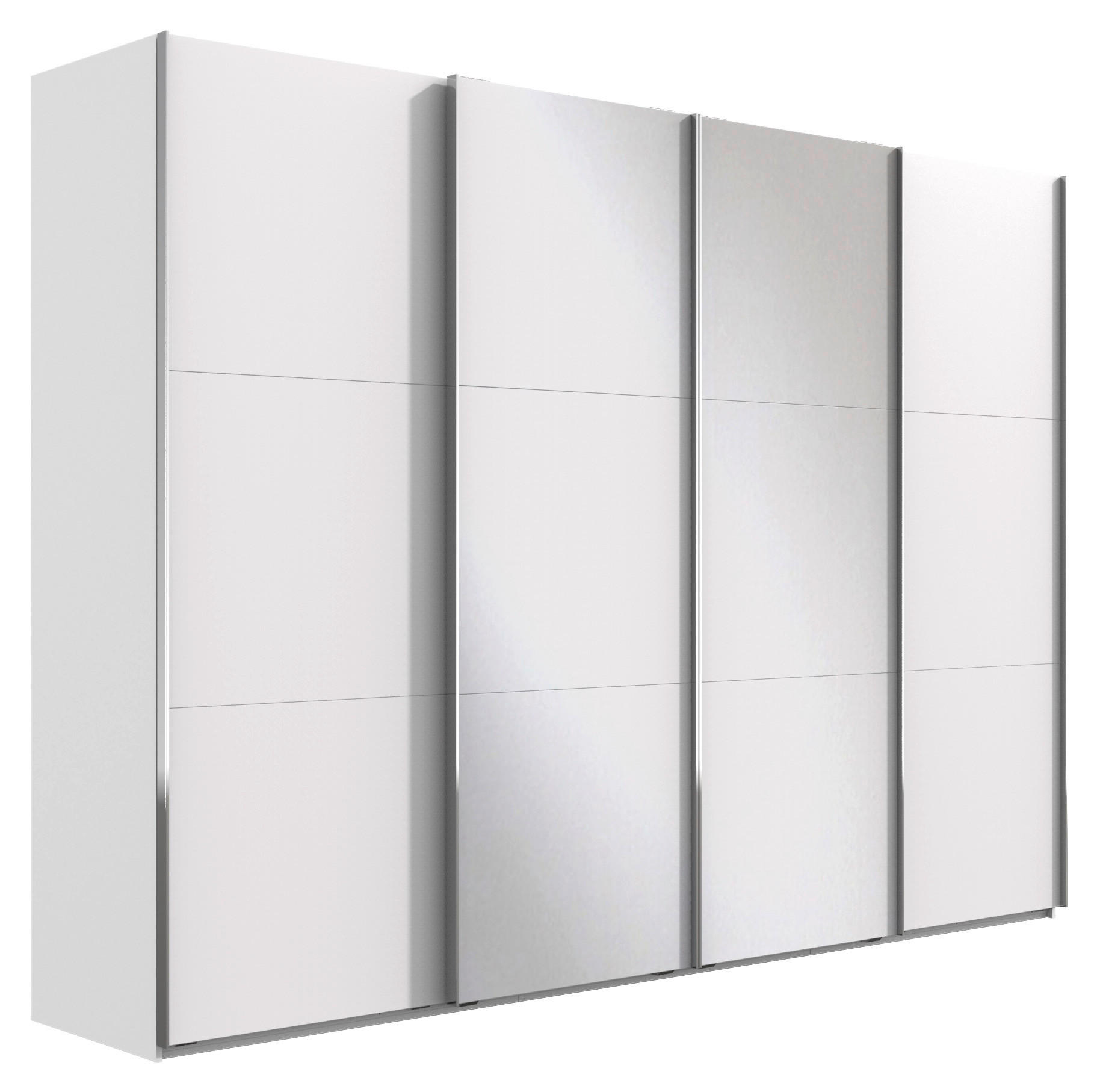 Dulap Cu Uși Culisante, 350/216/65 cm, alb - alb/culoare crom, Basics, sticlă/metal (350/216/65cm) - MID.YOU