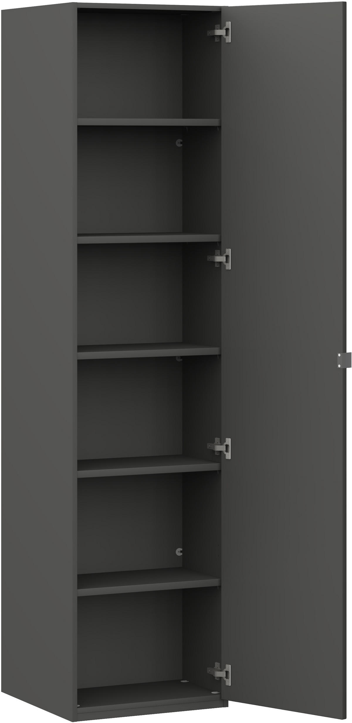 KLEIDERSCHRANK in Graphitfarben  - Edelstahlfarben/Graphitfarben, Design, Glas/Holzwerkstoff (51,3/213,6/59,3cm) - Cantus