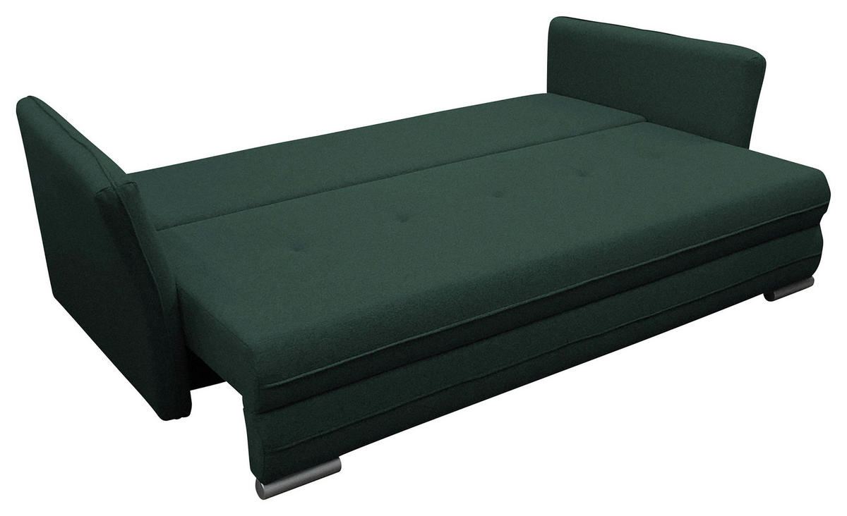 SCHLAFSOFA  mit Webstoff Dunkelgrün  - Dunkelgrün/Silberfarben, Design, Kunststoff/Textil (235/83/106cm) - MID.YOU