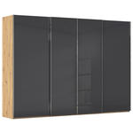 SCHWEBETÜRENSCHRANK  in Schwarz, Eiche Artisan  - Chromfarben/Schwarz, Design, Glas/Holzwerkstoff (316/223/68cm) - Novel