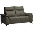 2-SITZER-SOFA  in Echtleder Grau   - Schwarz/Grau, Design, Leder/Metall (176/105/98cm) - Belluti