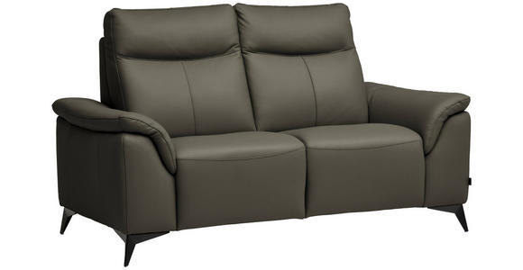 2-SITZER-SOFA  in Echtleder Grau   - Schwarz/Grau, Design, Leder/Metall (176/105/98cm) - Belluti