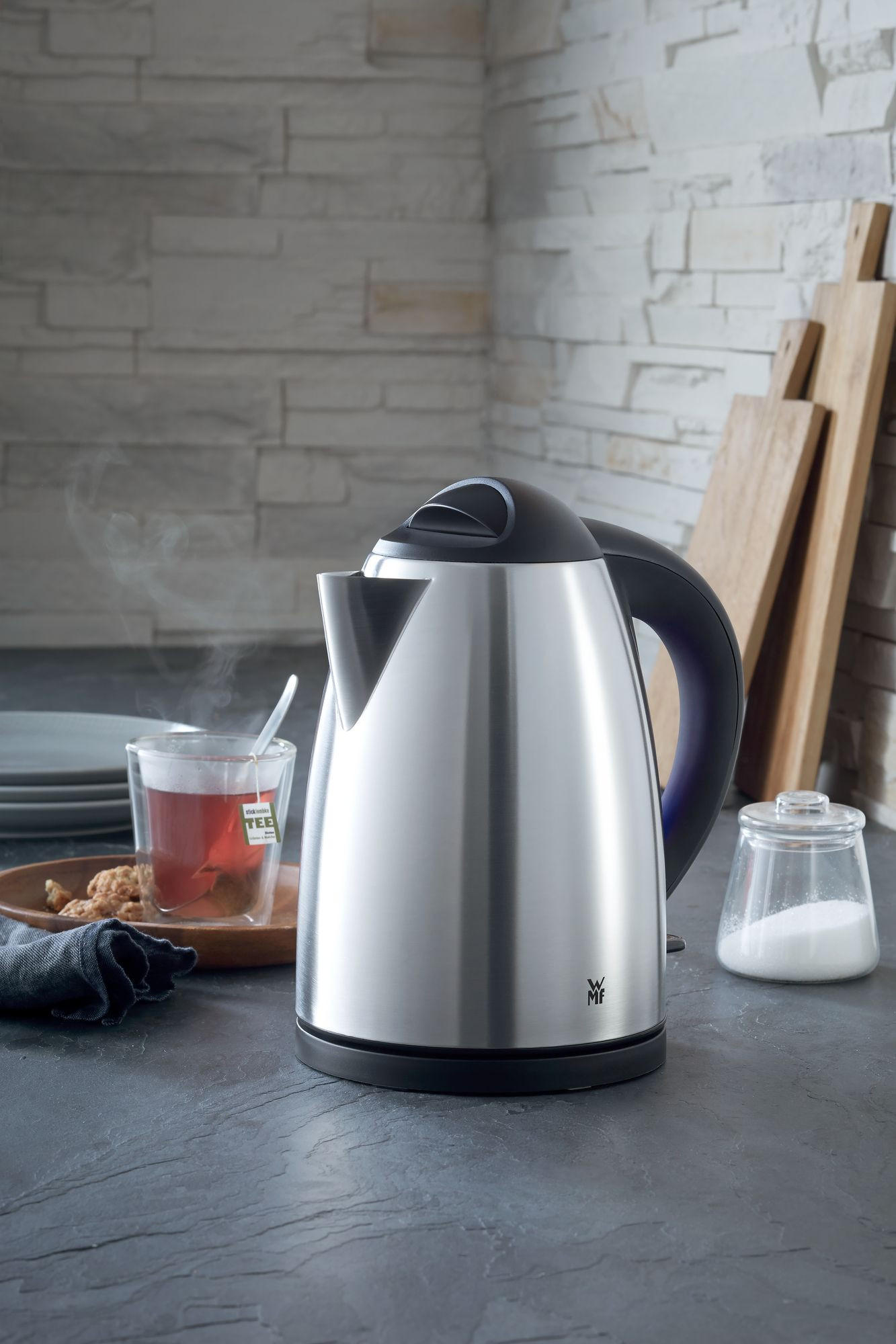 WASSERKOCHER Bueno 1.7 L  - Silberfarben/Schwarz, Design, Metall (21,6/16,4/23,8cm) - WMF