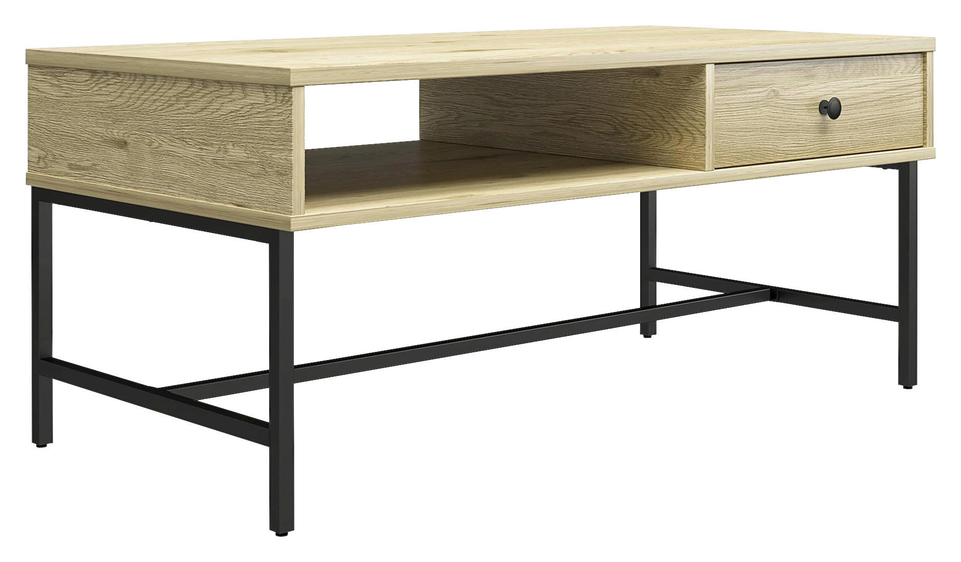 COUCHTISCH Metall, Holzwerkstoff 101/45/50 cm  - Eichefarben/Schwarz, Design, Holzwerkstoff/Metall (101/45/50cm) - MID.YOU