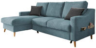 ECKSOFA Blau Mikrofaser  - Blau/Schwarz, Design, Holz/Textil (150/228cm) - MID.YOU