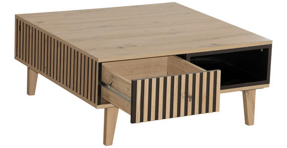 COUCHTISCH in Holz, Holzwerkstoff 80/80/36 cm  - Eichefarben/Schwarz, Design, Holz/Holzwerkstoff (80/80/36cm) - Carryhome