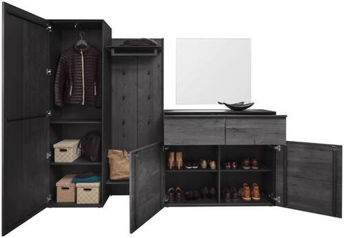 GARDEROBE 4-teilig  in 235/196/39 cm  - Anthrazit, Design, Glas/Holz (235/196/39cm) - Johann Jakob