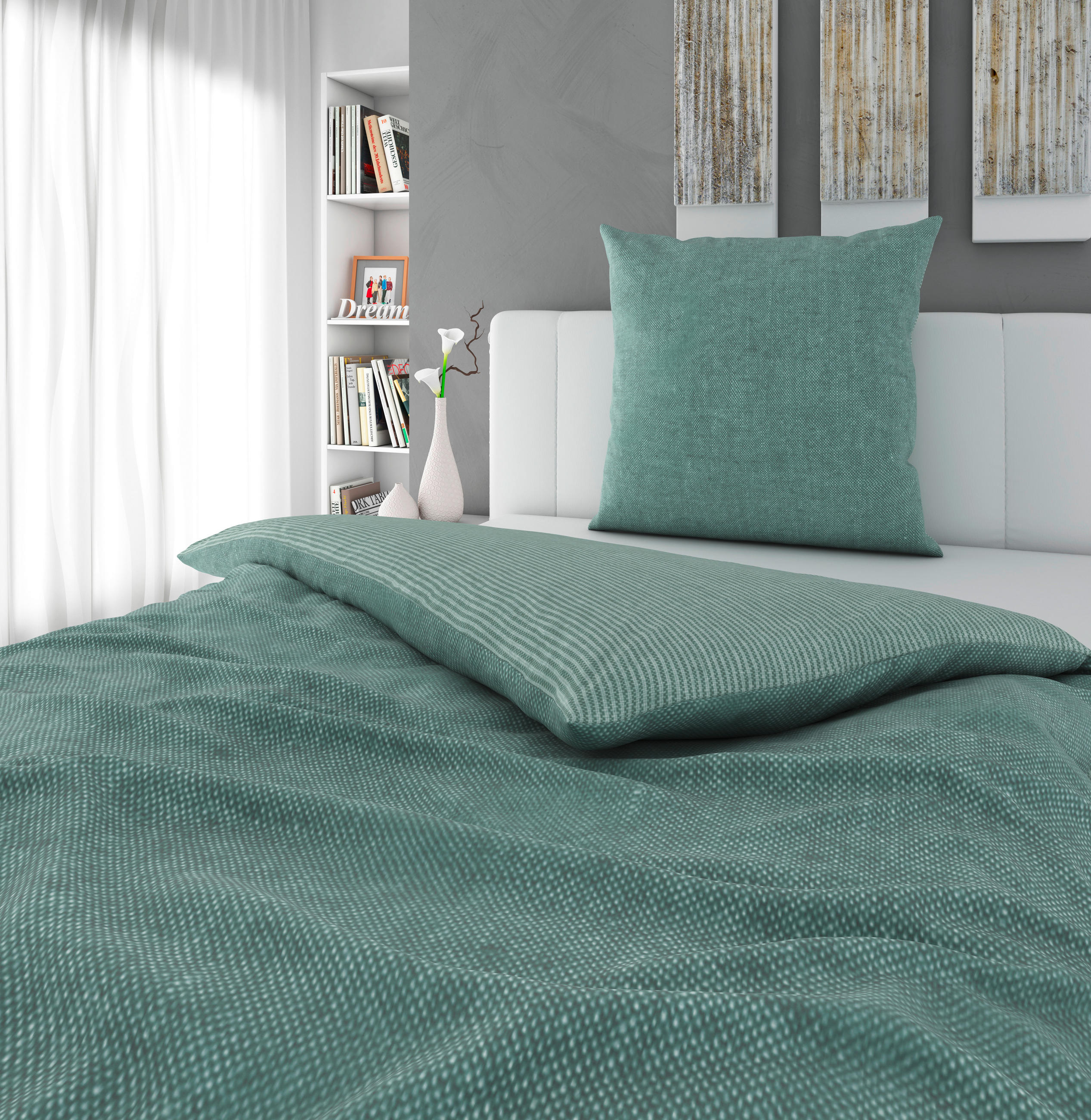 WENDEBETTWÄSCHE 135/200 cm Eklutna  - Dunkelgrün, Textil (135/200cm) - Novel