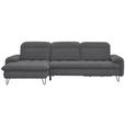 ECKSOFA in Flachgewebe Grau  - Schwarz/Grau, LIFESTYLE, Textil/Metall (180/310cm) - Valnatura