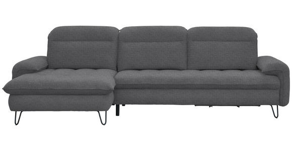 ECKSOFA in Flachgewebe Grau  - Schwarz/Grau, LIFESTYLE, Textil/Metall (180/310cm) - Valnatura