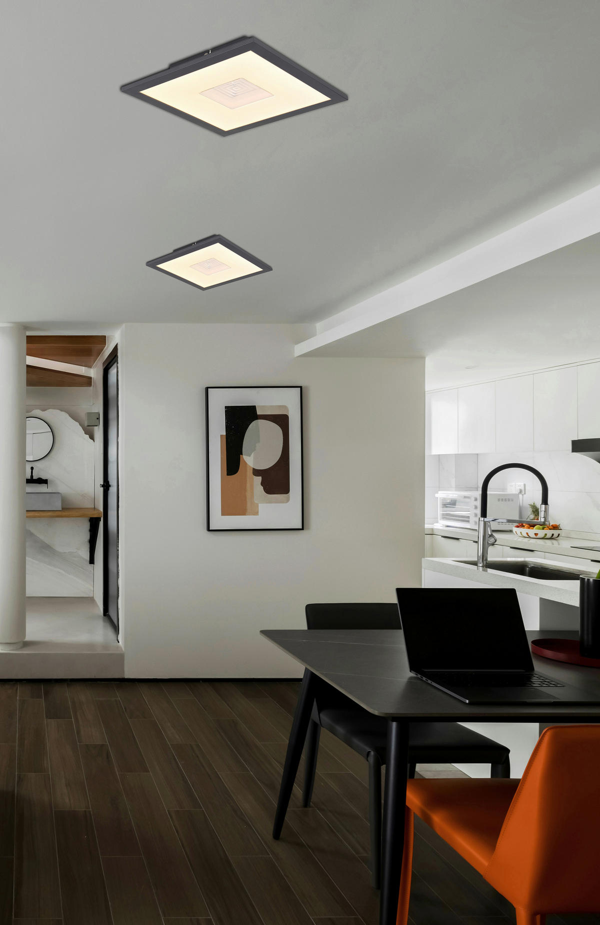 STROPNA LED-SVETILKA  DORO //3000 K/230 V/ - srebrne barve/siva, Design, kovina/umetna masa (30/30/6cm) - Globo