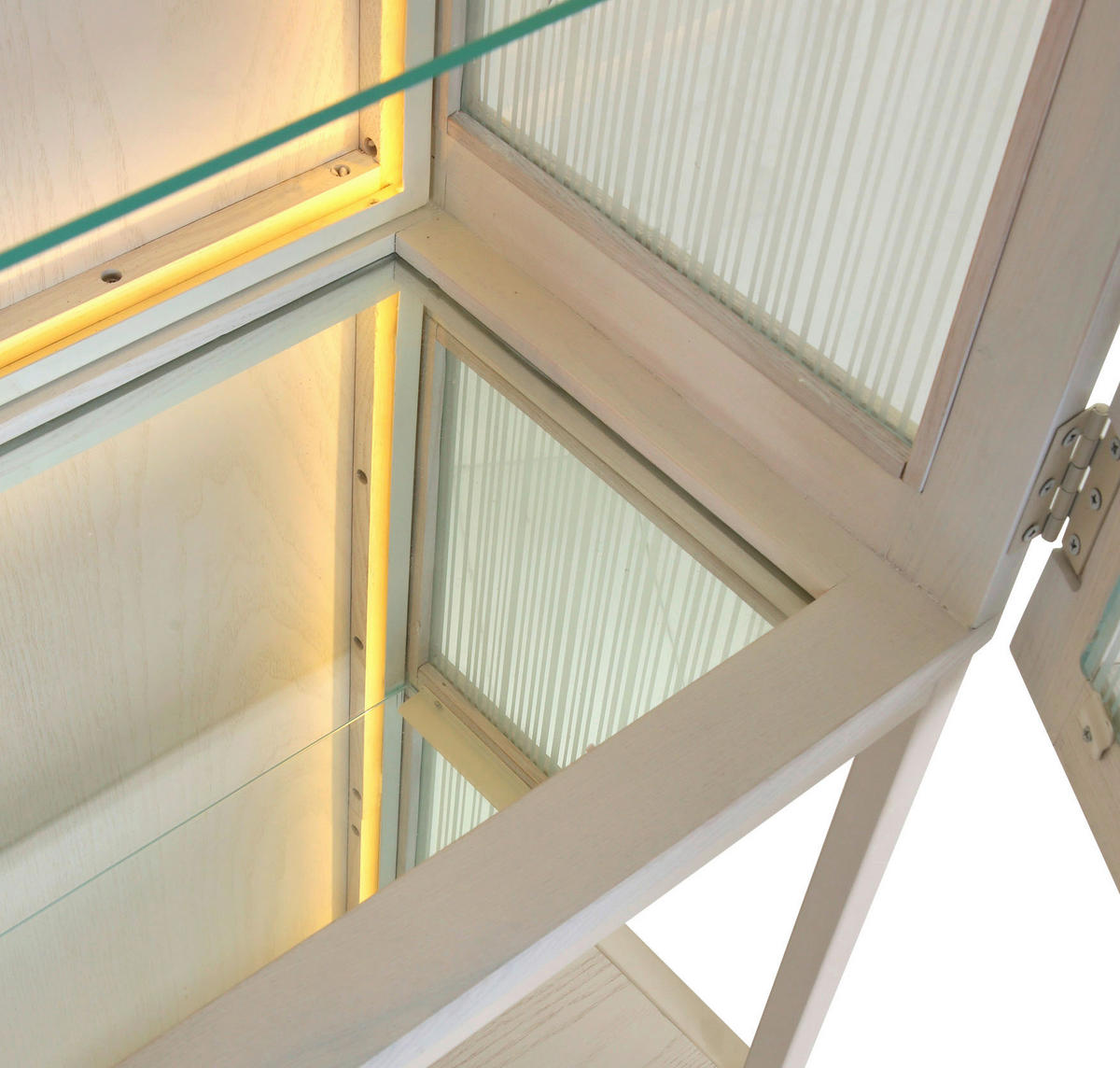 VITRINE  in furniert, massiv Esche Weiß  - Weiß, MODERN, Glas/Holz (100/160/43cm) - Lomoco