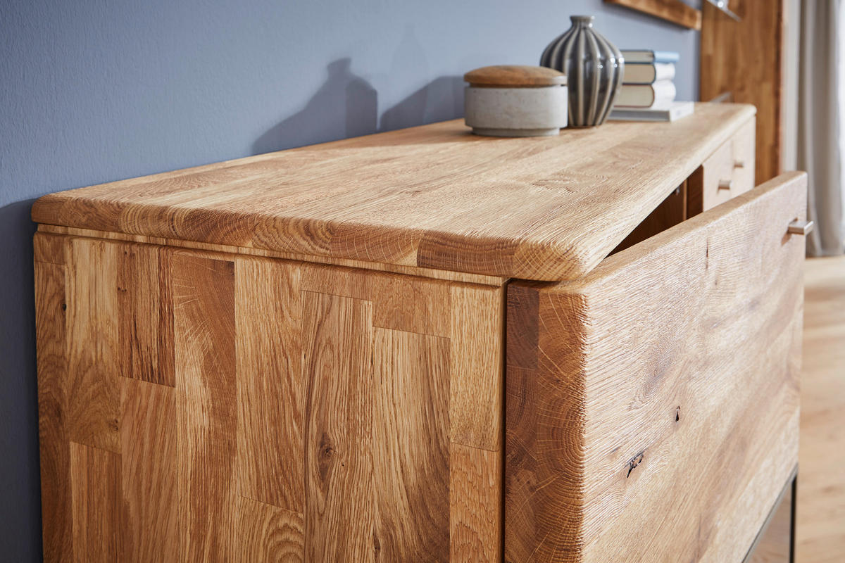 SIDEBOARD Denver  in 175/90/45 cm  - Champagner/Eichefarben, KONVENTIONELL, Glas/Holz (175/90/45cm) - Linea Natura