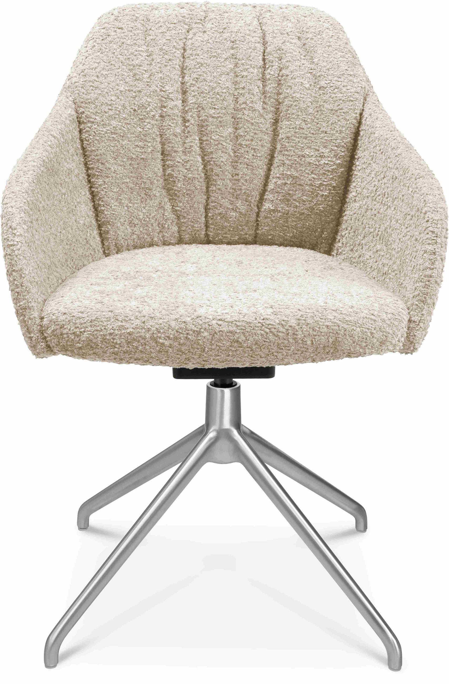 ARMLEHNSTUHL  in Aluminium Bouclé  - Creme/Alufarben, Design, Textil/Metall (58/81,5-84,5/60cm) - Johann Jakob