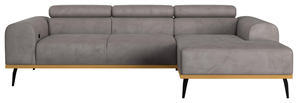 ECKSOFA Mikrofaser Grau  - Schwarz/Grau, Konventionell, Textil/Metall (244/157cm) - Cotta
