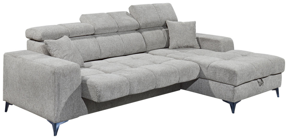 KUTNA GARNITURA tekstil  svijetlo siva   - svijetlo siva/crna, Konvencionalno, tekstil/plastika (268/172cm) - MID.YOU